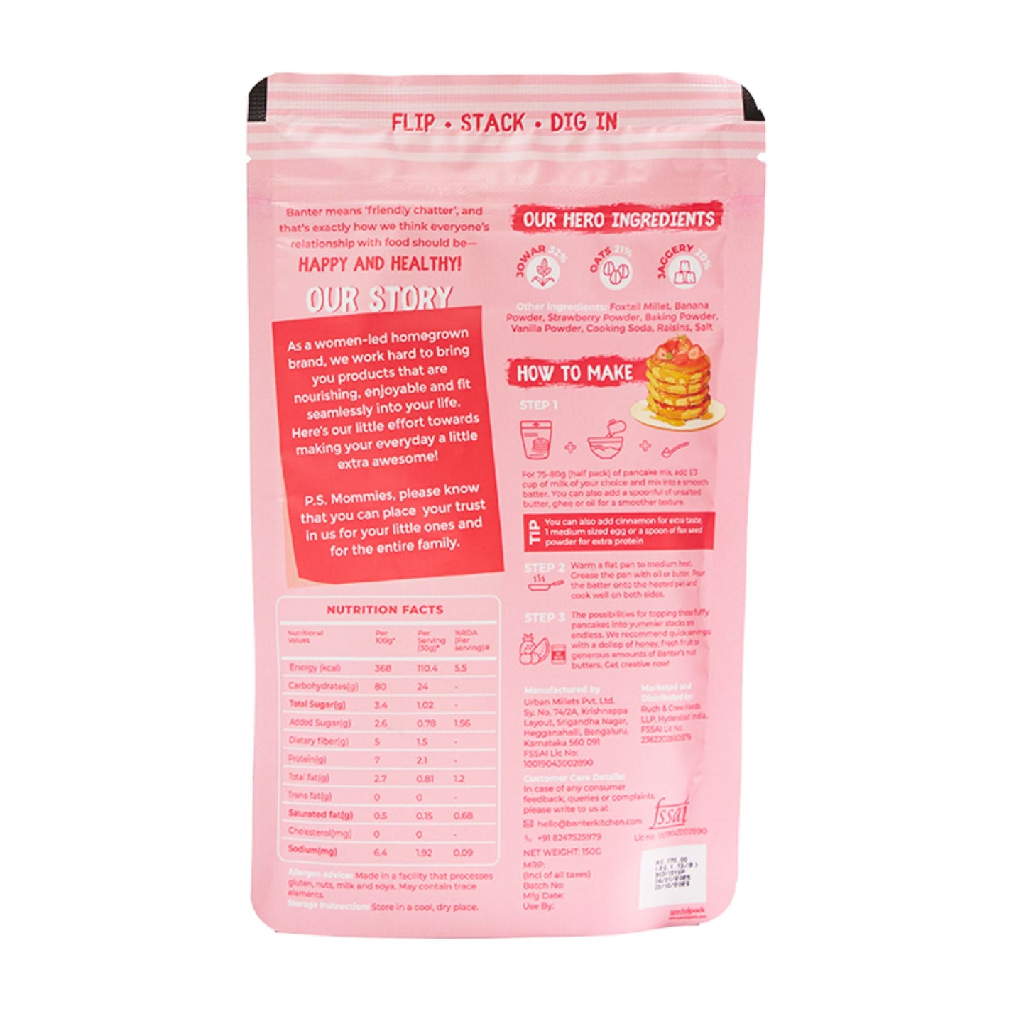 STRAWBERRY PANCAKE MIX - 150g