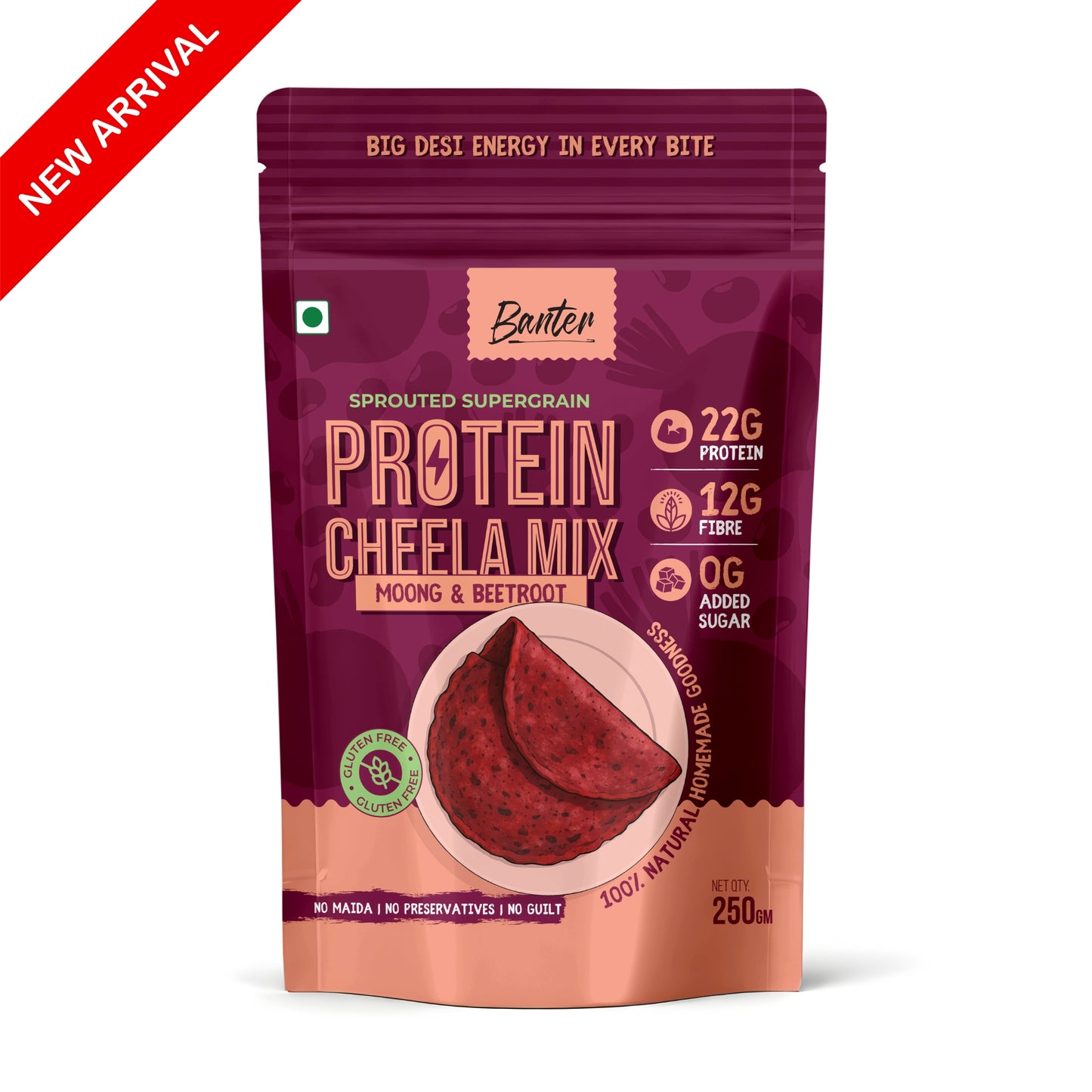 HAZELNUT CHOCOBUTTER + MOONG-BEETROOT CHEELA MIX