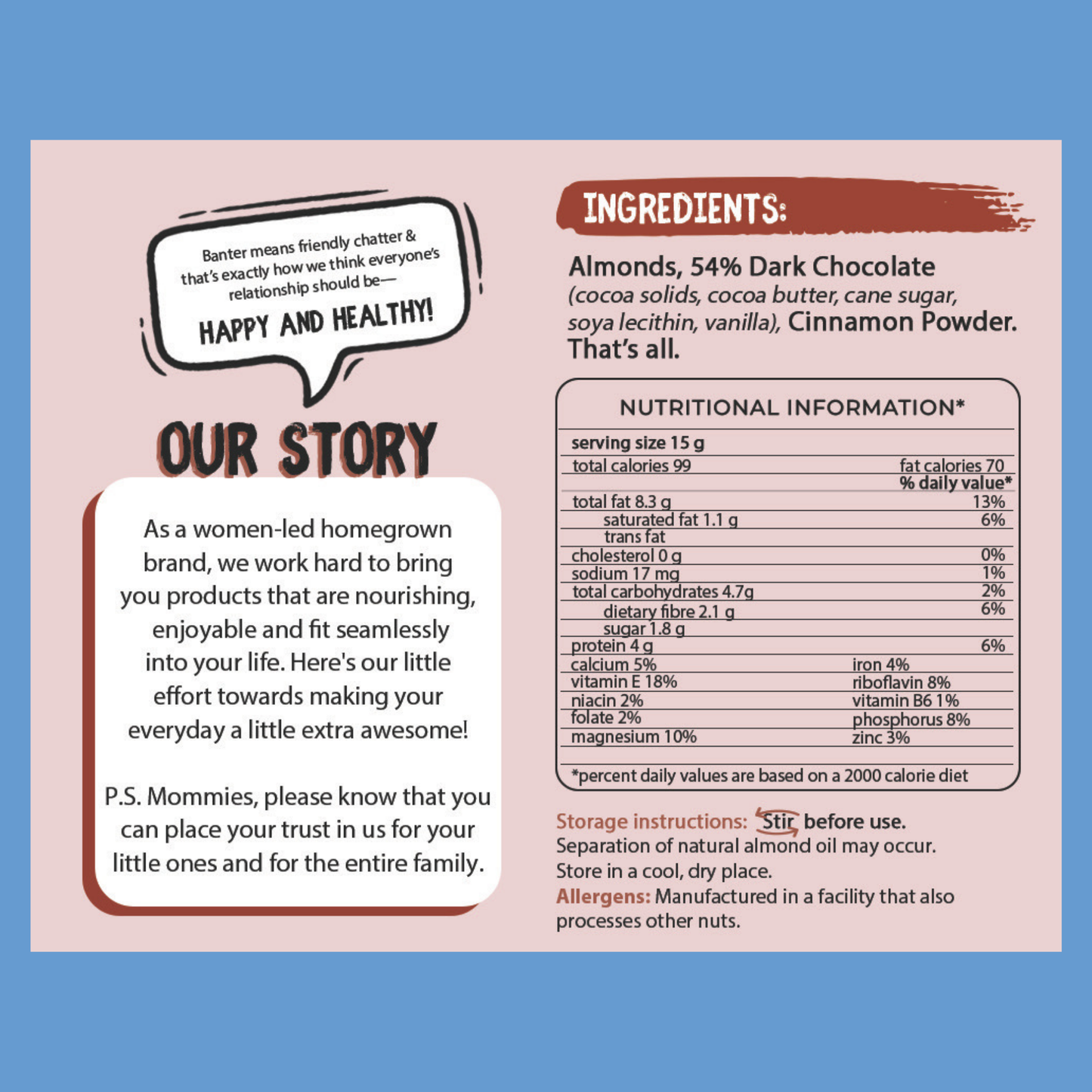 CHOCOLATE CINNAMON ALMOND BUTTER - 350G