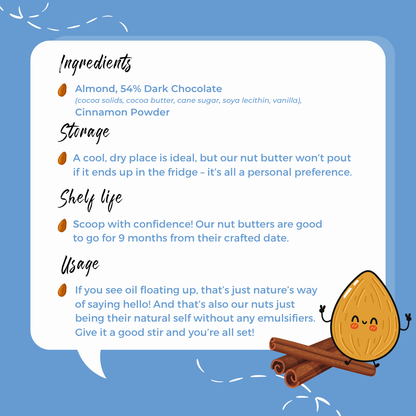 CHOCOLATE CINNAMON ALMOND BUTTER - 350G