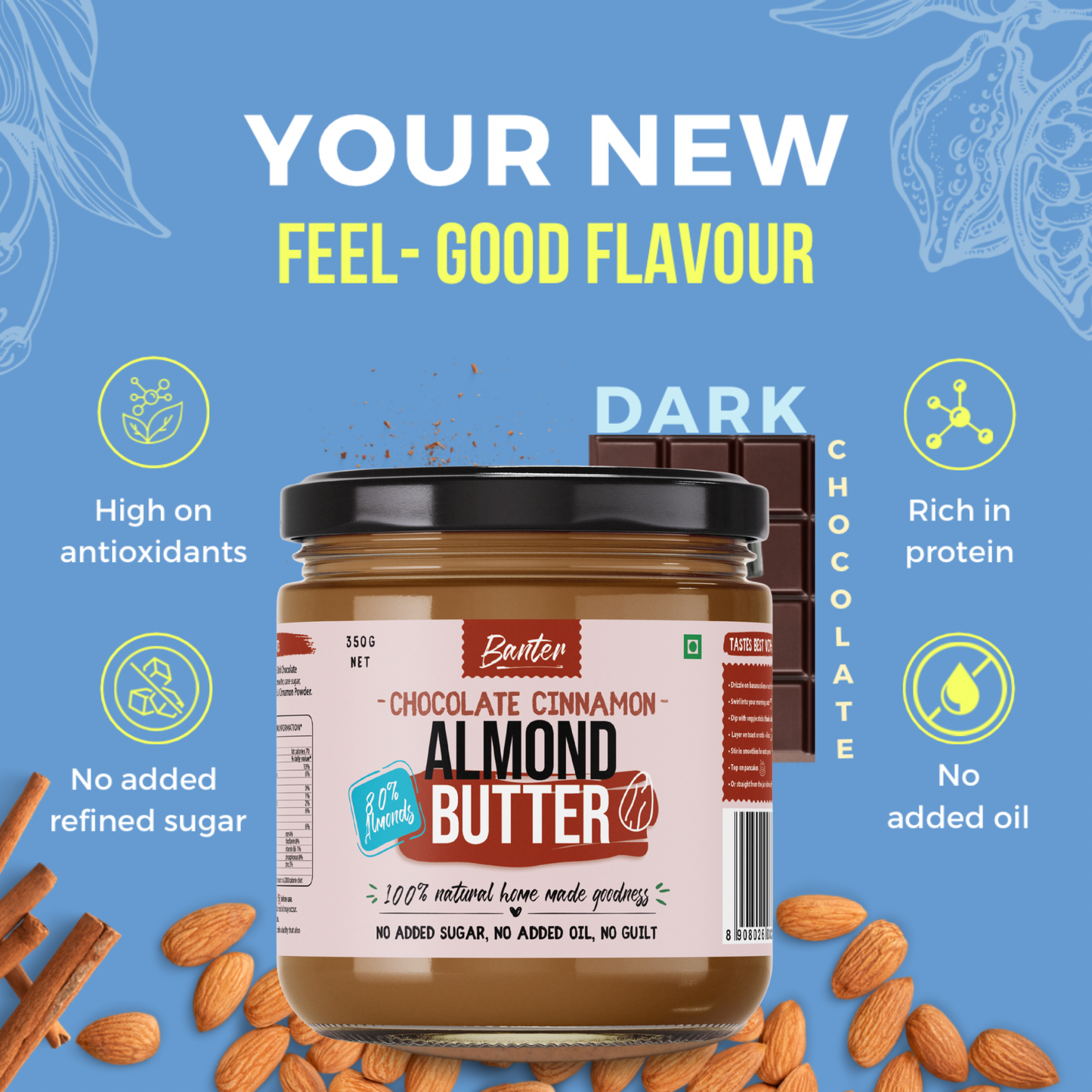 CHOCOLATE CINNAMON ALMOND BUTTER - 350G