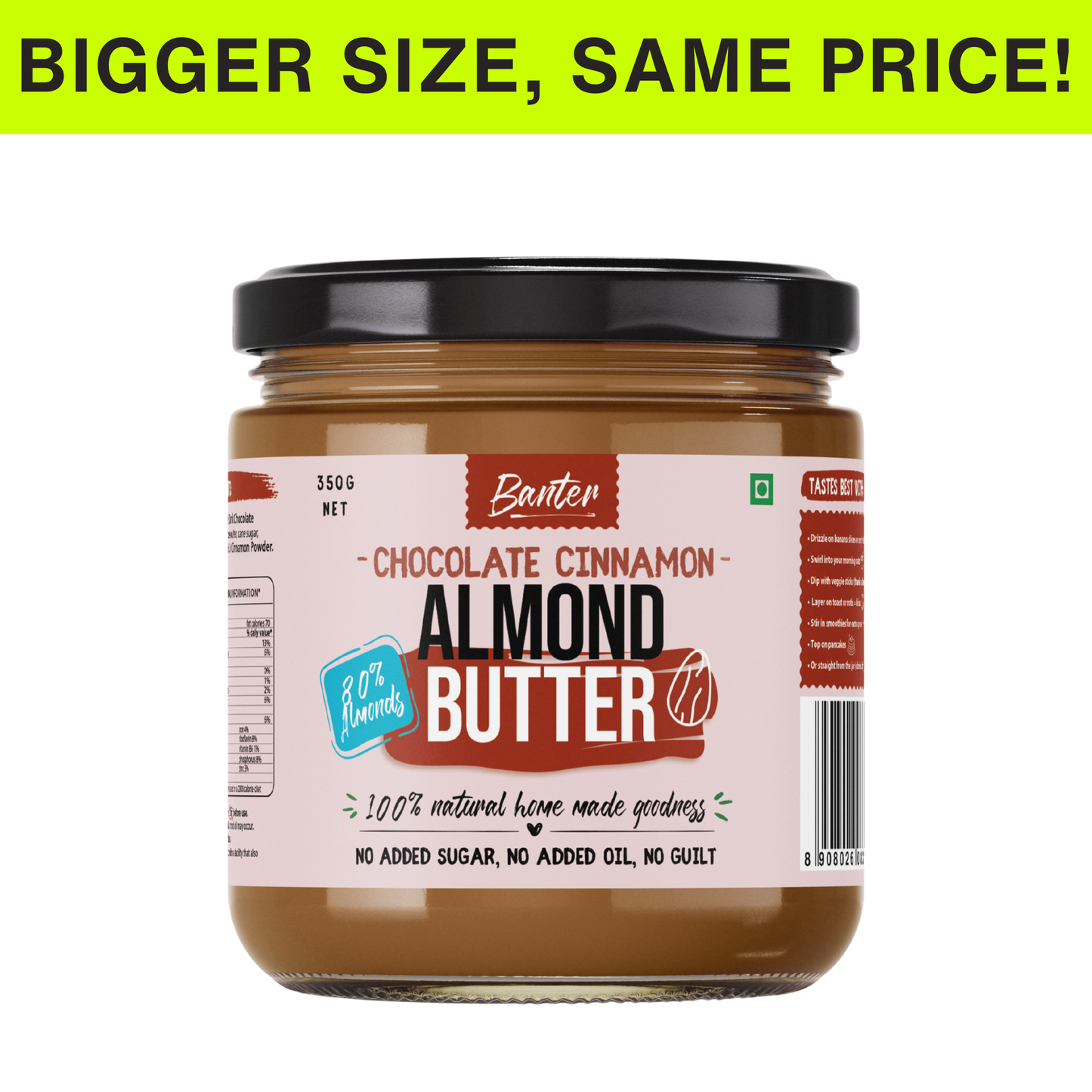 CHOCOLATE CINNAMON ALMOND BUTTER - 350G