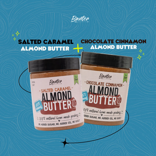 SALTED CARAMEL + CHOCOLATE CINNAMON ALMOND BUTTERS