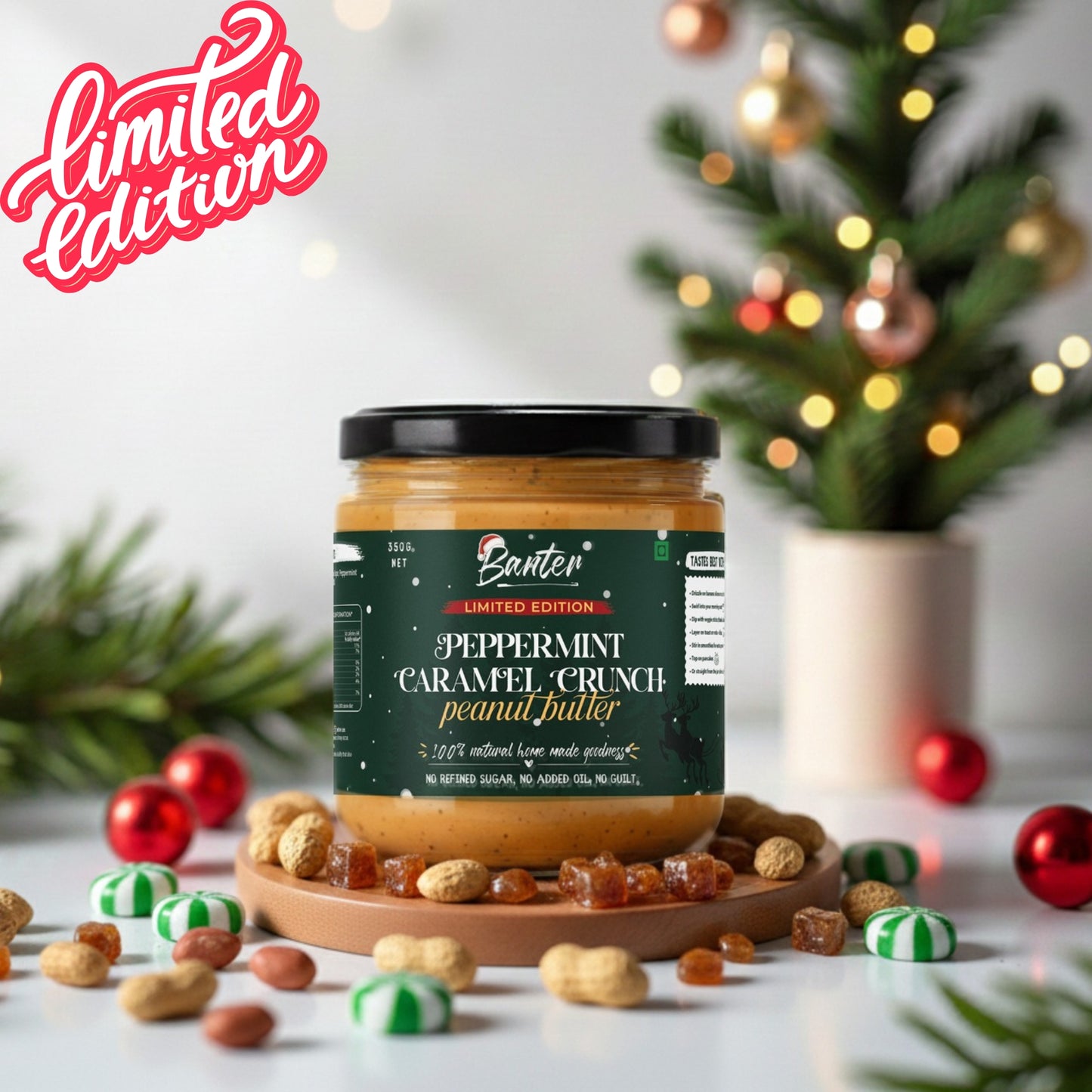 PEPPERMINT CARAMEL CRUNCH PEANUT BUTTER - 350G